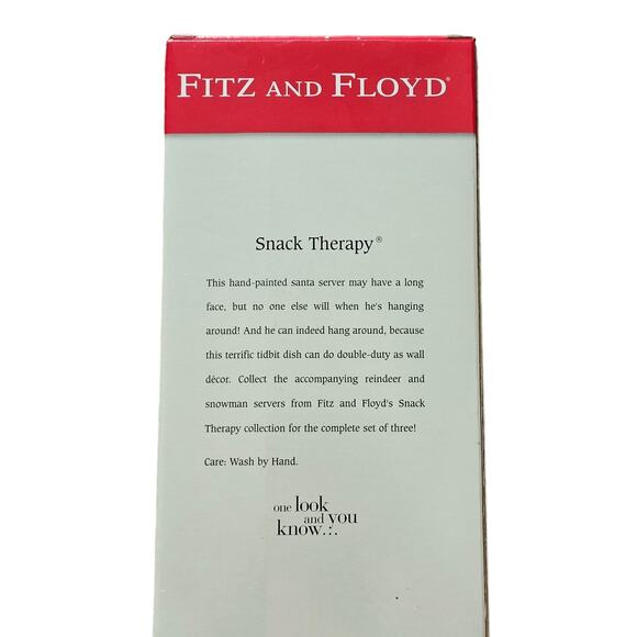 Fitz and Floyd Santa Server Snack Therapy FF Essentials Hand Crafted 13.5"X 4.5" - Picture 3 of 3